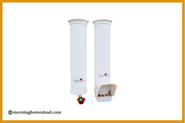 Royal Rooster Chicken Feeder with Rain Cover and Valve Cup